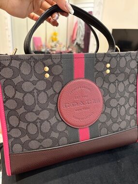 Coach Monogram Satchel with Black, Burgundy and Pink Accents